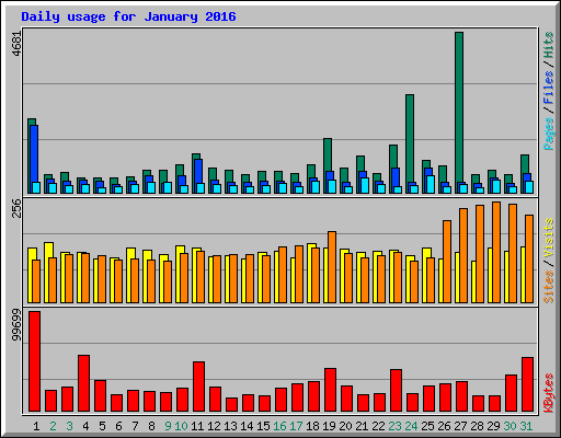 Daily usage for January 2016